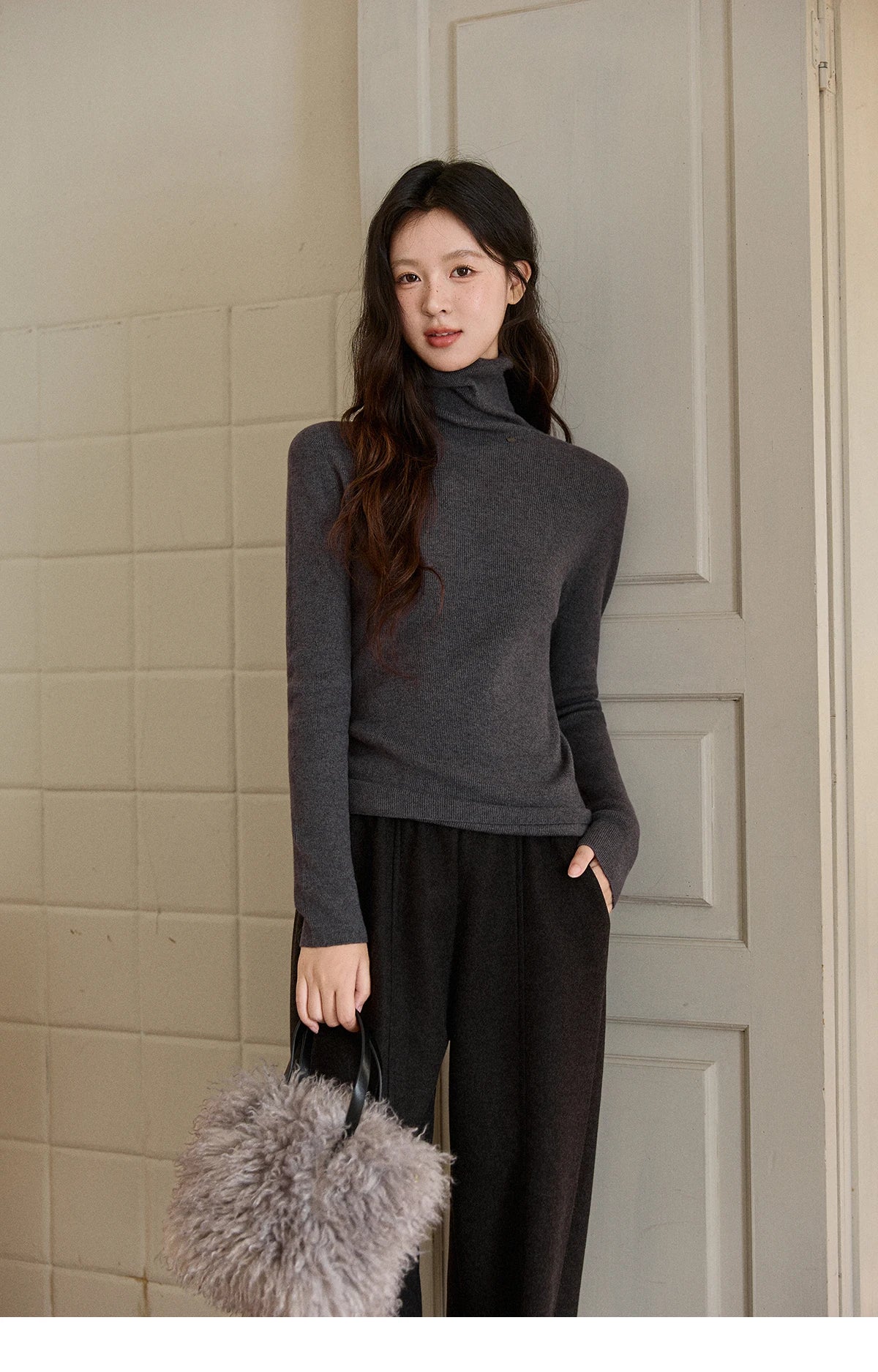 MISHOW High Waist Wide Leg Pants Fleece Warm Knit MXE92K1127