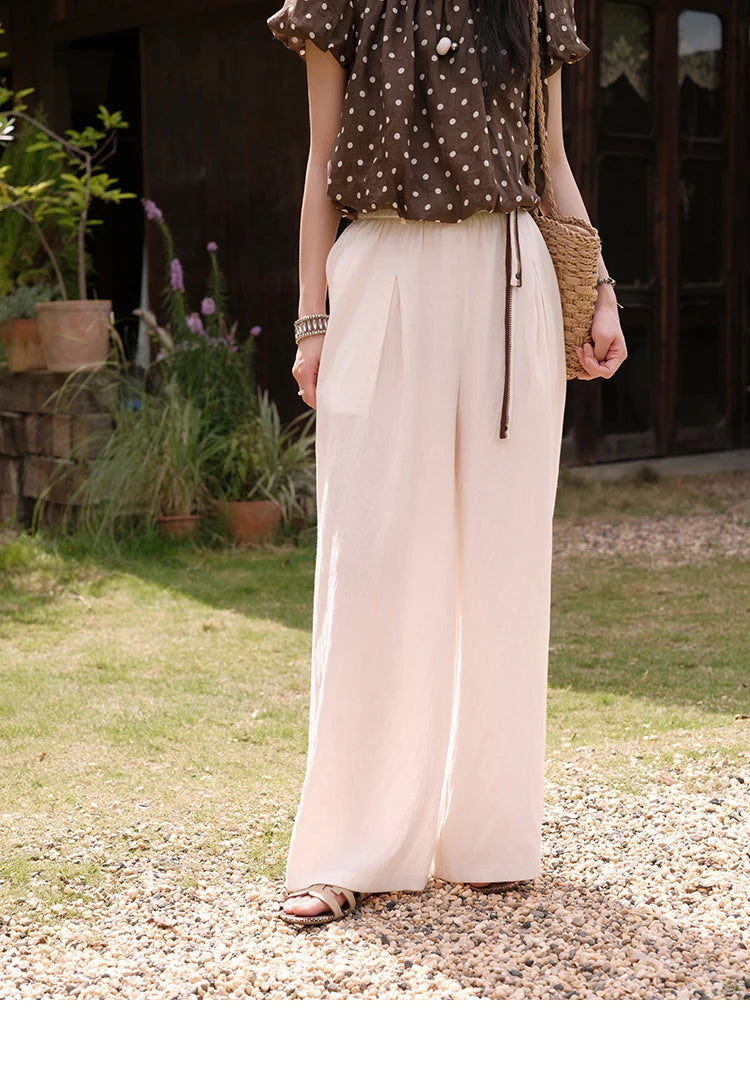 Mishow Polka Dot One Shoulder Puff Sleeve Top & Wide Leg Pants Set MXE38T0683