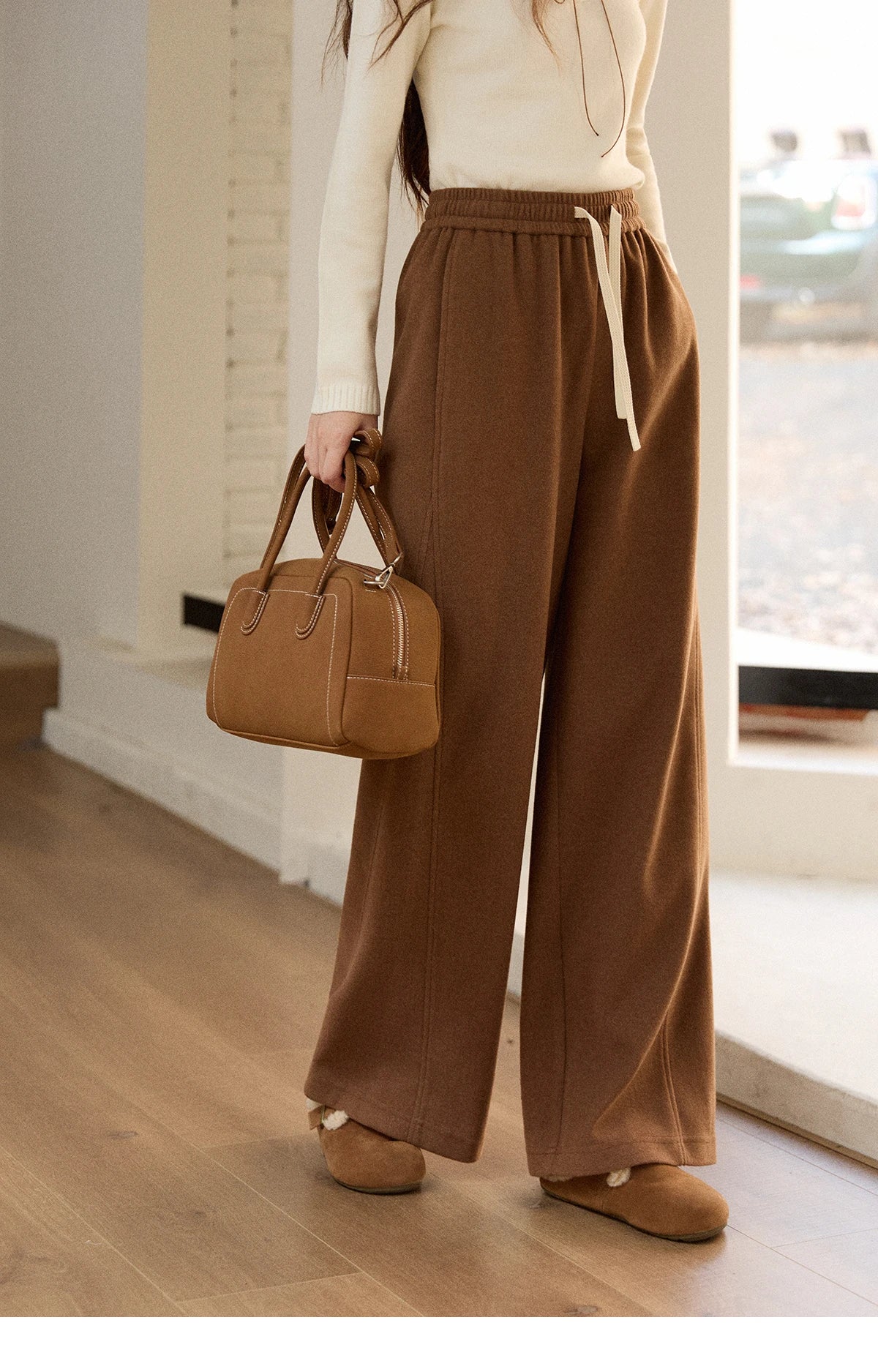 MISHOW Wide-Leg Pants High Waist Straight Lace-Up Loose MXE89K1100