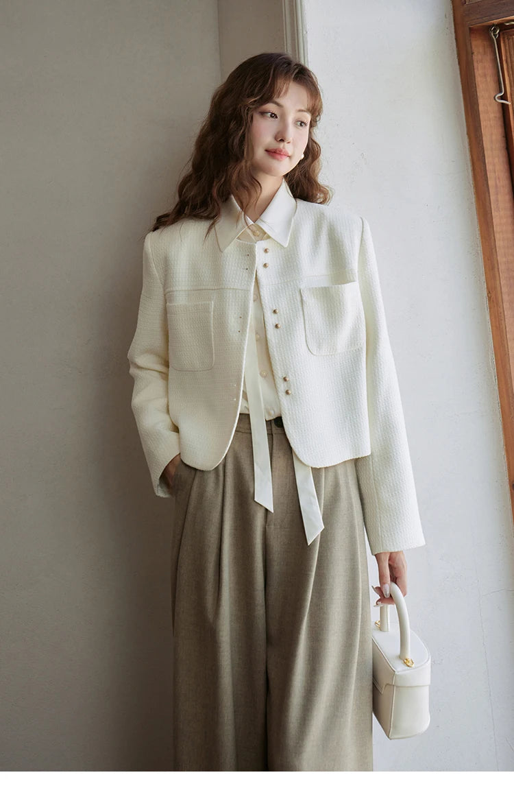 Mishow Retro Round Neck Gold Button Jacket MXC44W0072