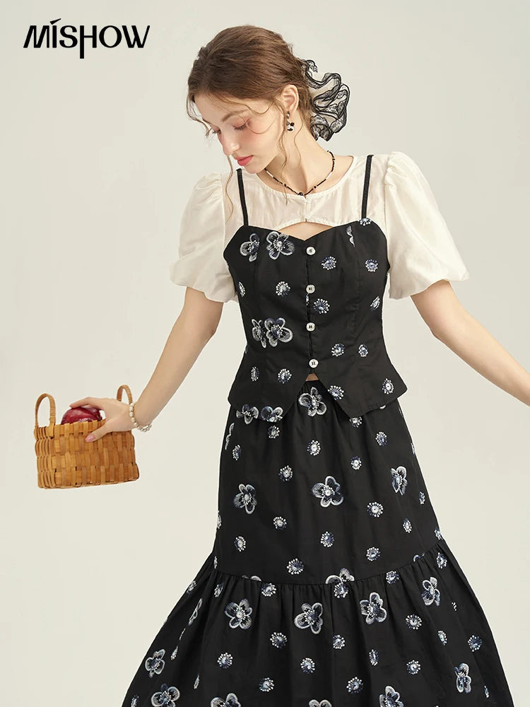 Mishow High Waist Floral Print A-Line Skirt MPD21B0398