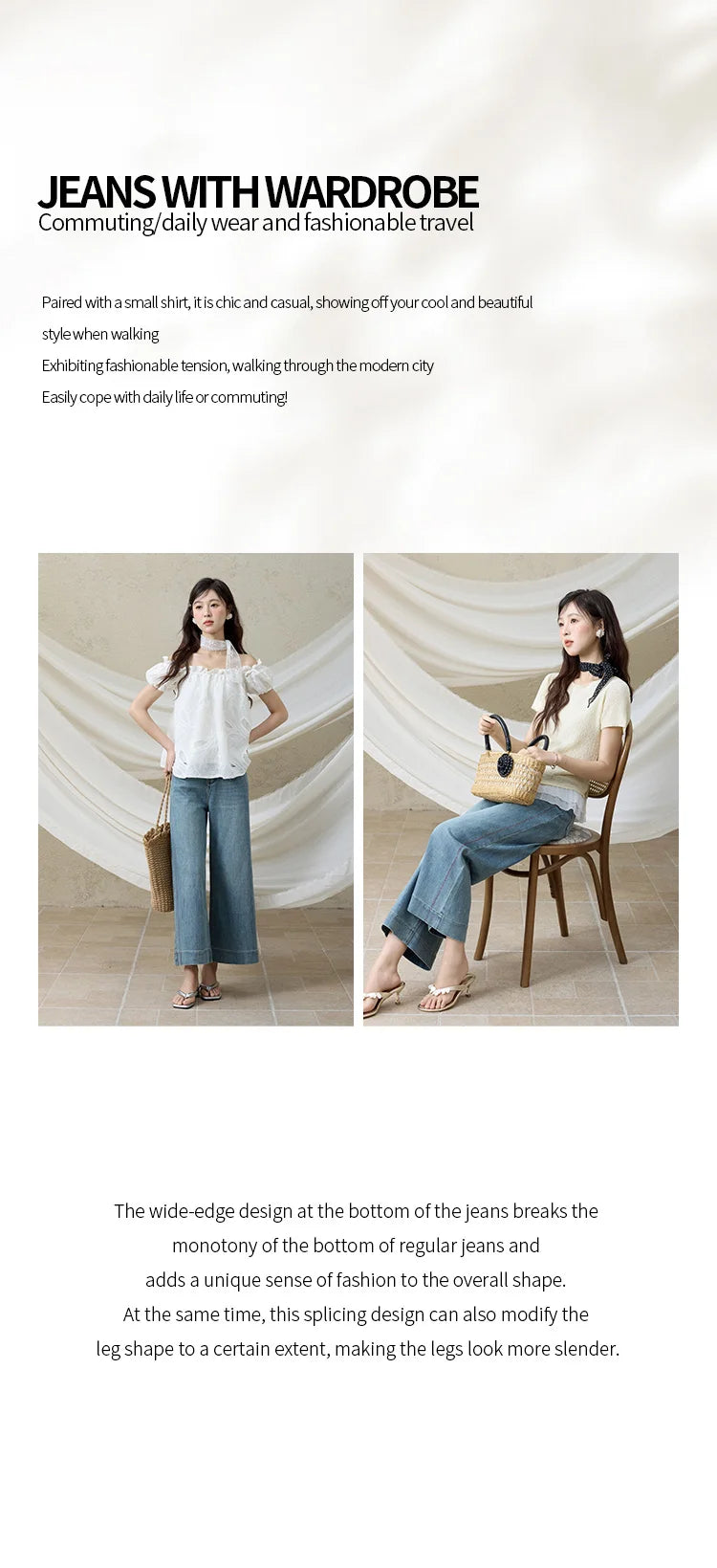 Mishow Slimming High Waist Ankle-Length Wide Leg Jeans MXE32K0919