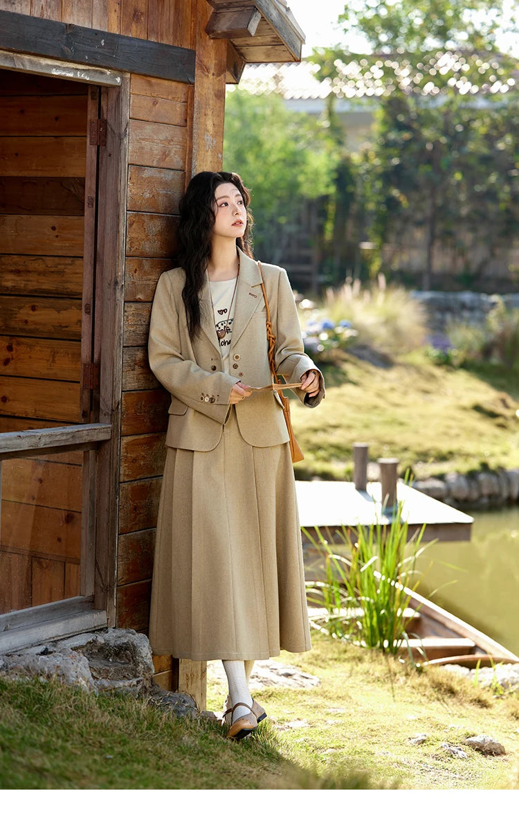 Mishow Vintage Blazer & Pleated Skirt Set MXE11W0712