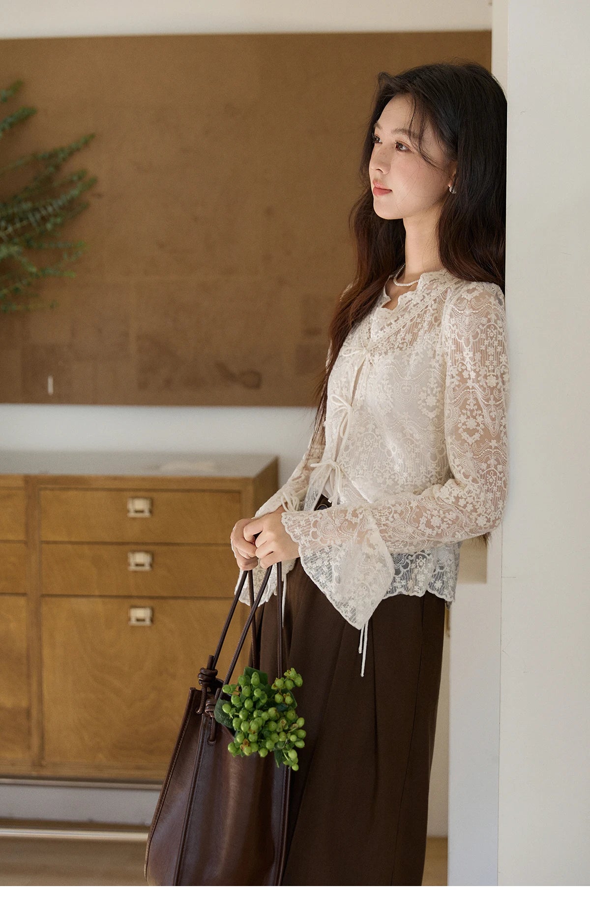 Mishow Sweet Lace Top & Camisole Two-Piece Set MXF108X1001