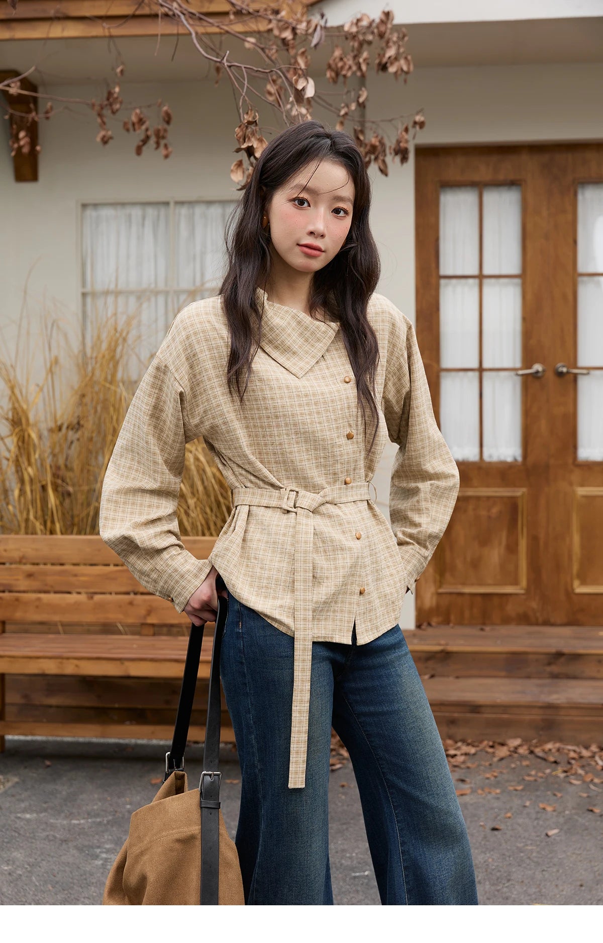 MISHOW Asymmetrical Shirt Belt Design Skew Collar MXE88C2417