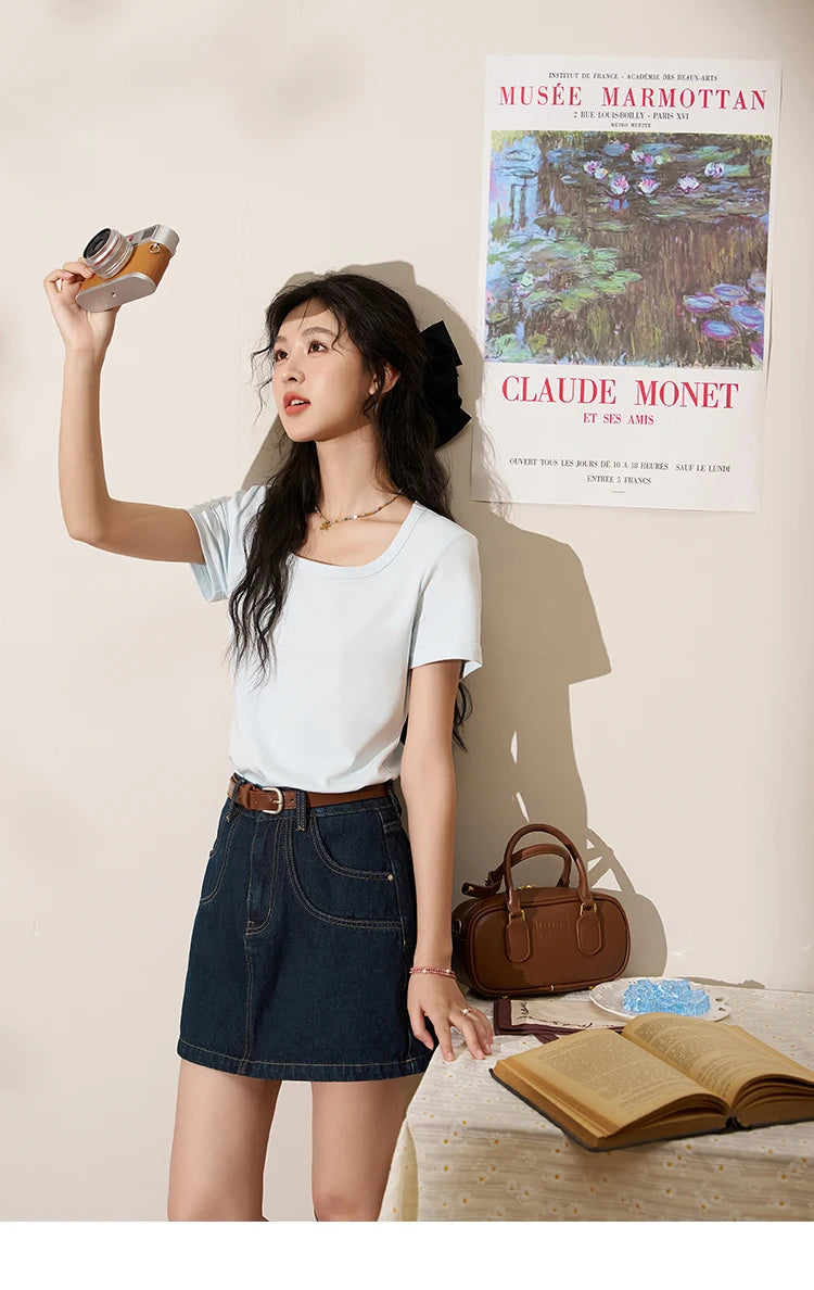 Mishow Square Neck Solid Tee MXC12T0641