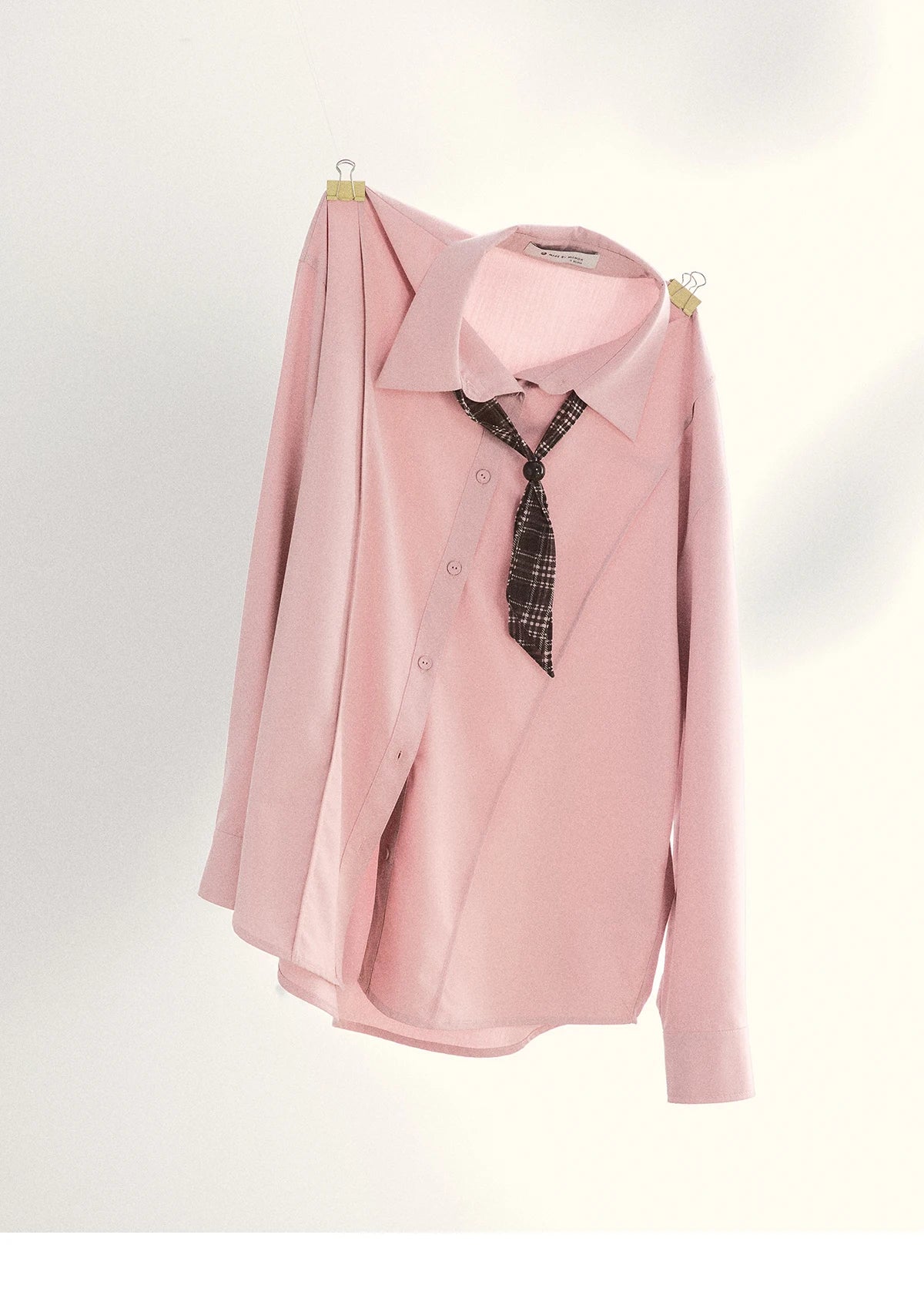 MISHOW Casual Loose Shirt with Plaid Scarf Lapel Top MXF108C0815
