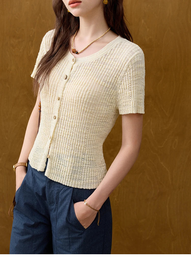 Mishow Solid Knit Round Neck Office Tee MXE31Z1229