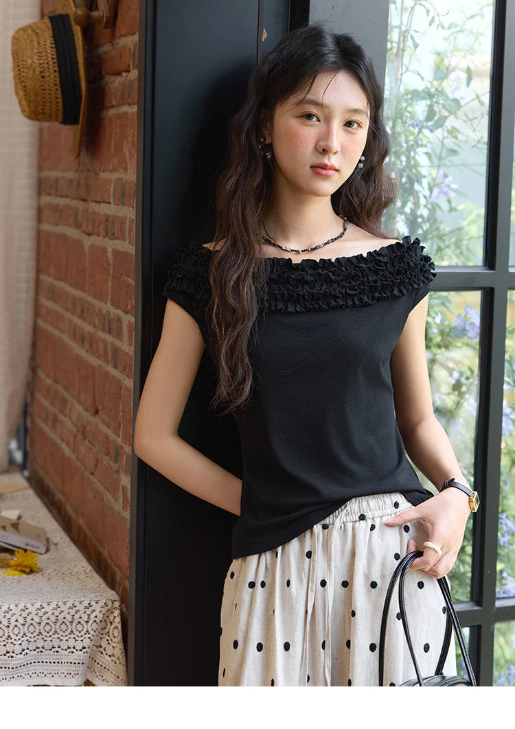 MISHOW French Slash Neck Raglan Wool Tee MXE34T0605