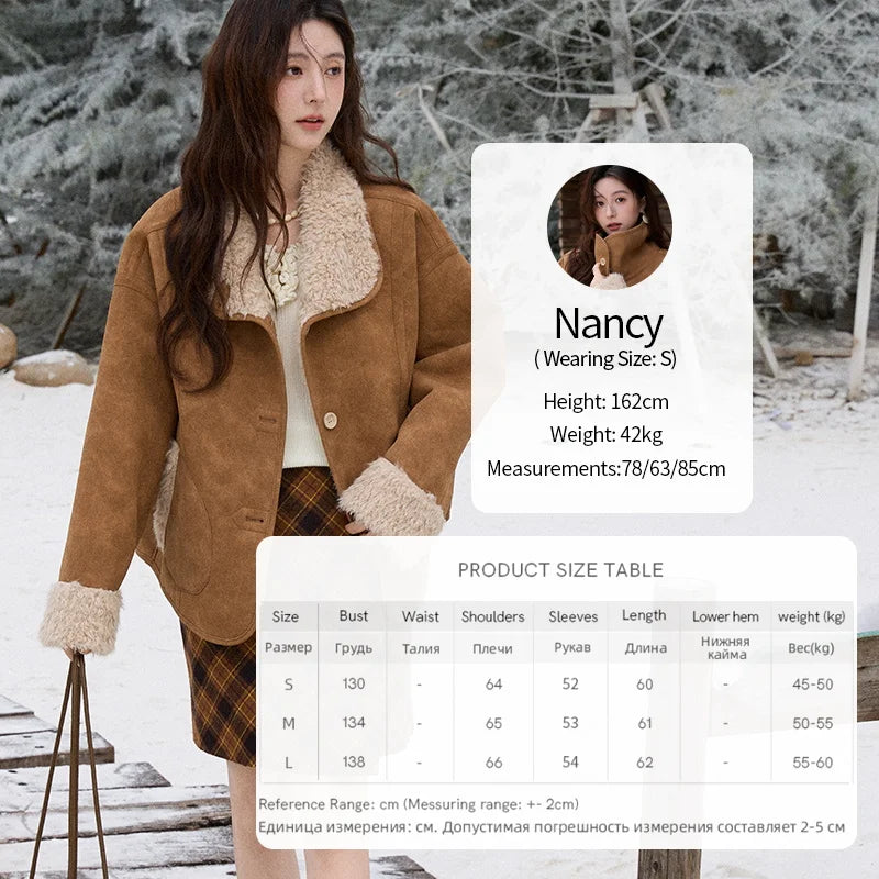 MISHOW Double Sided Lamb Wool Coat Lapel Pockets MXE91W1015