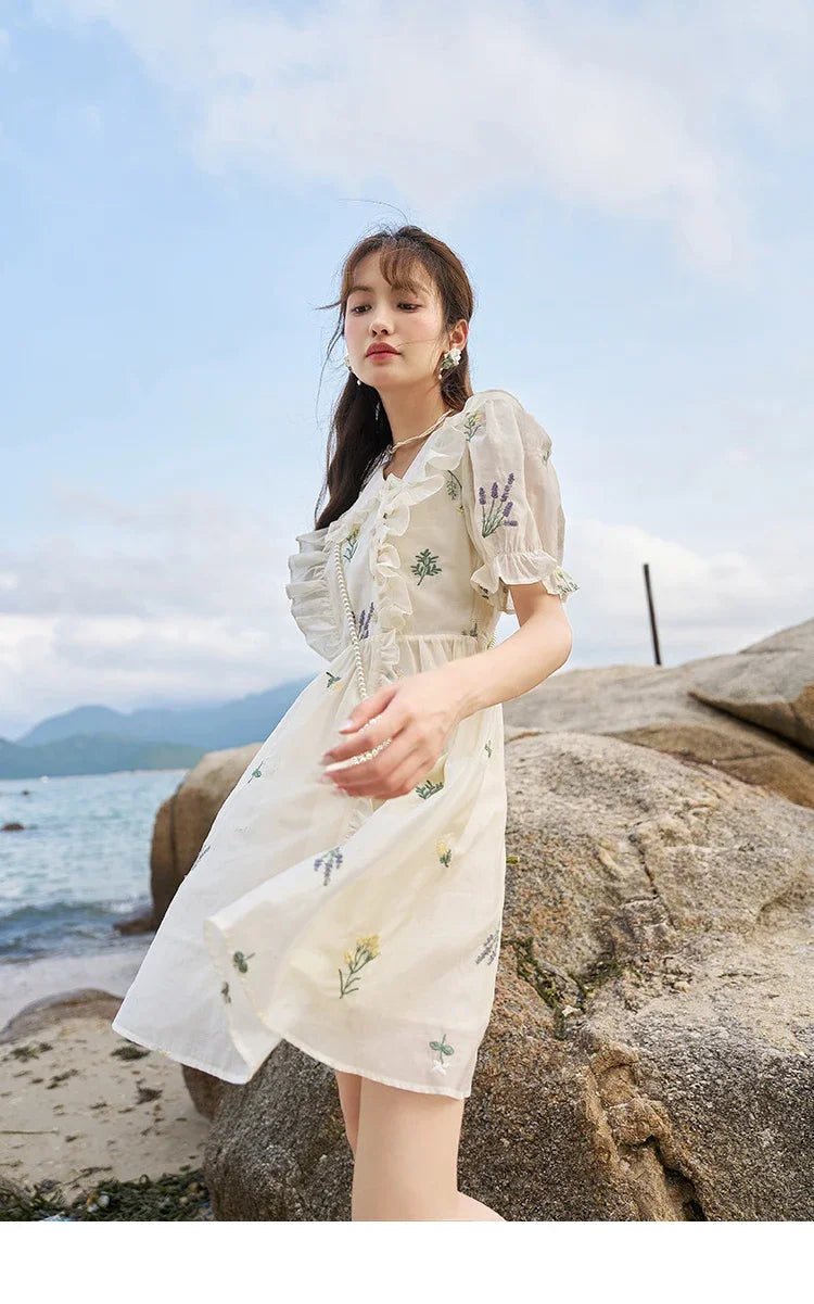Mishow Fairycore Floral Flare Sleeve Ruffled Dress MXC38L1518