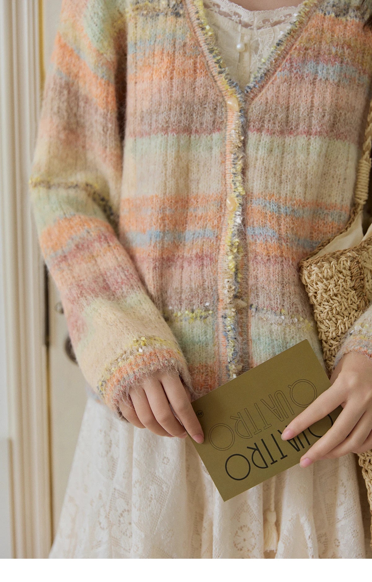 Mishow Gradient Striped V-Neck Rainbow Cardigan MXF13Z3019