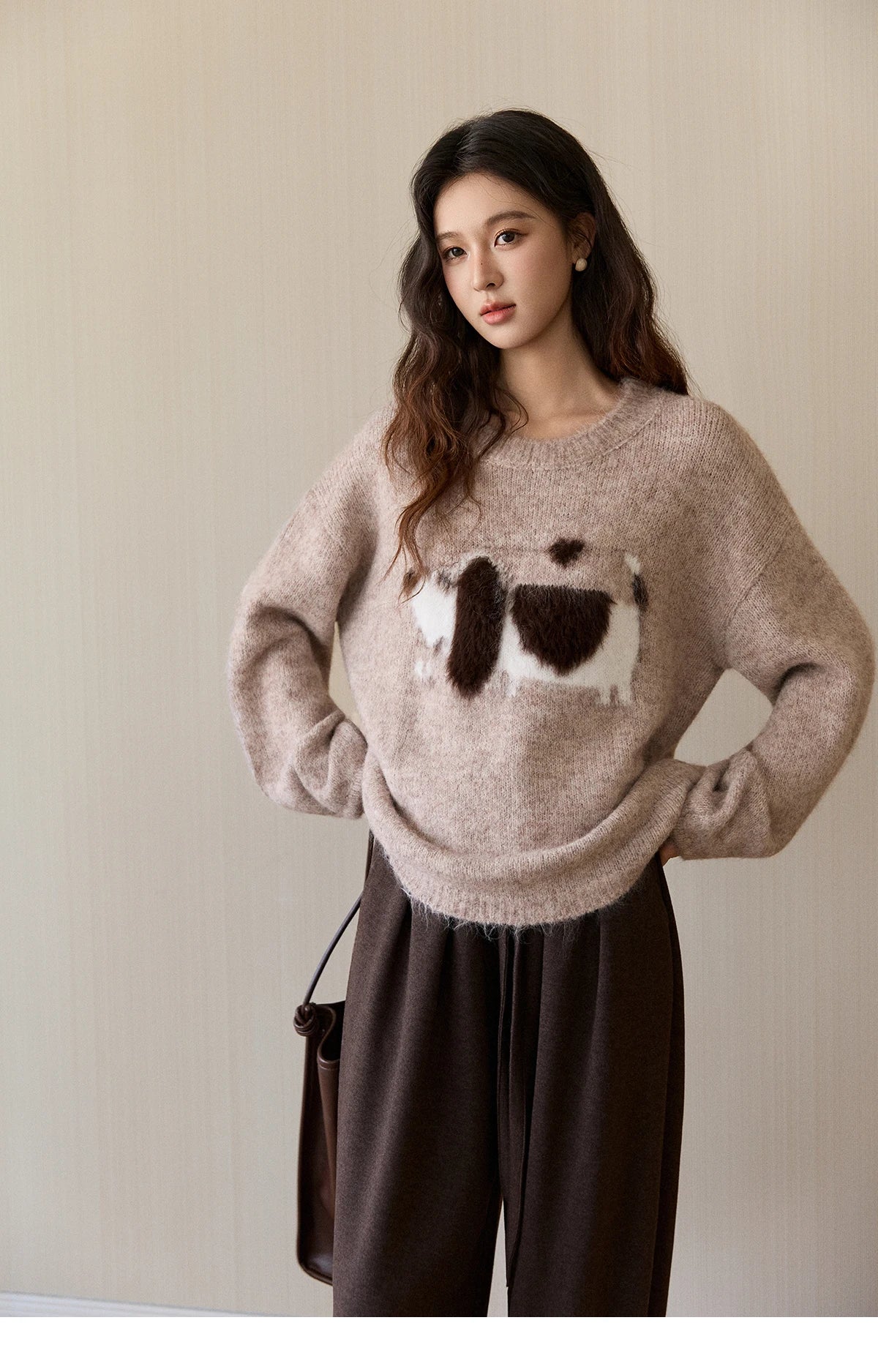Mishow Dog Pattern Jacquard Crew Neck Sweater MXE94Z2988