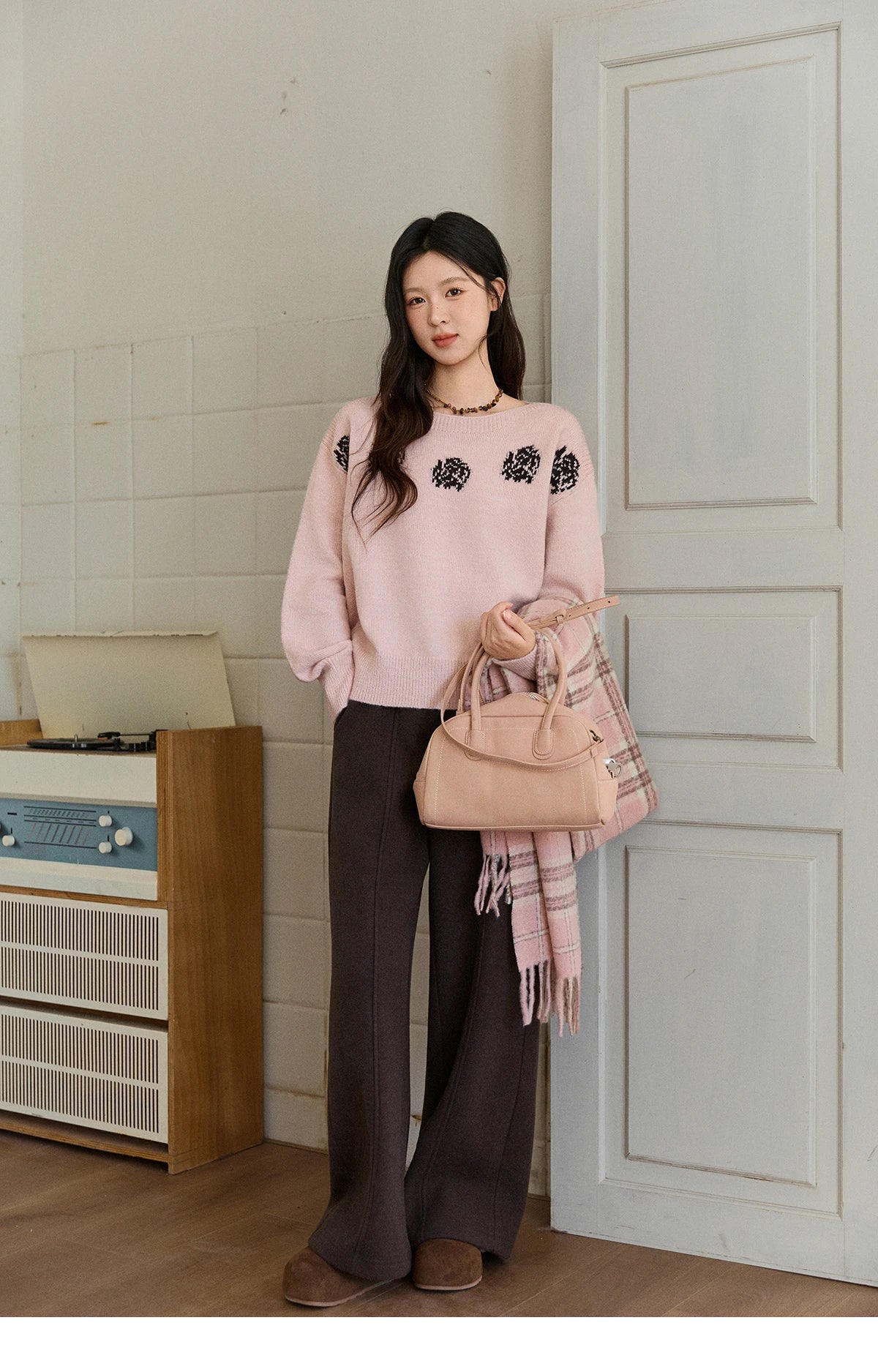 MISHOW High Waist Wide Leg Pants Fleece Warm Knit MXE92K1127