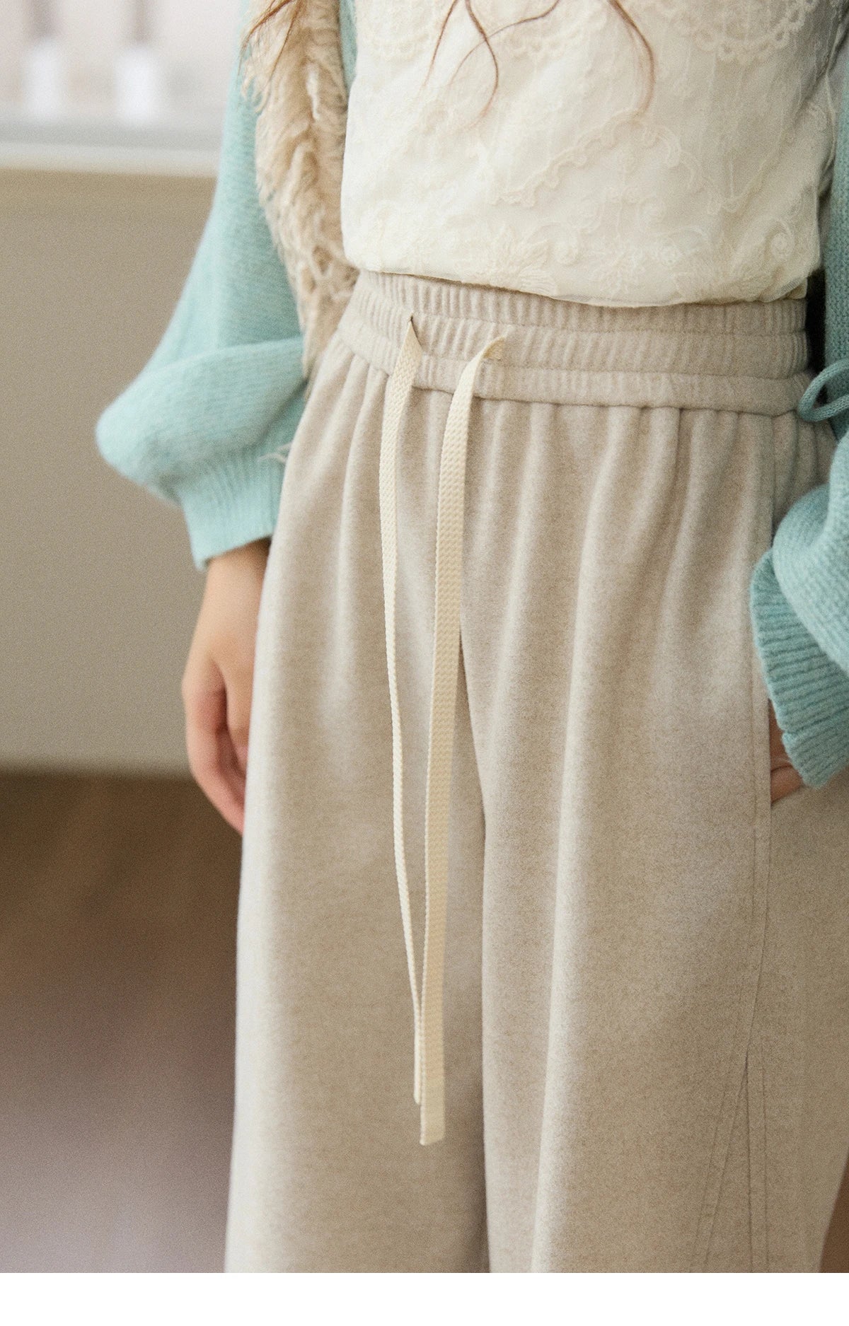 MISHOW Wide-Leg Pants High Waist Straight Lace-Up Loose MXE89K1100