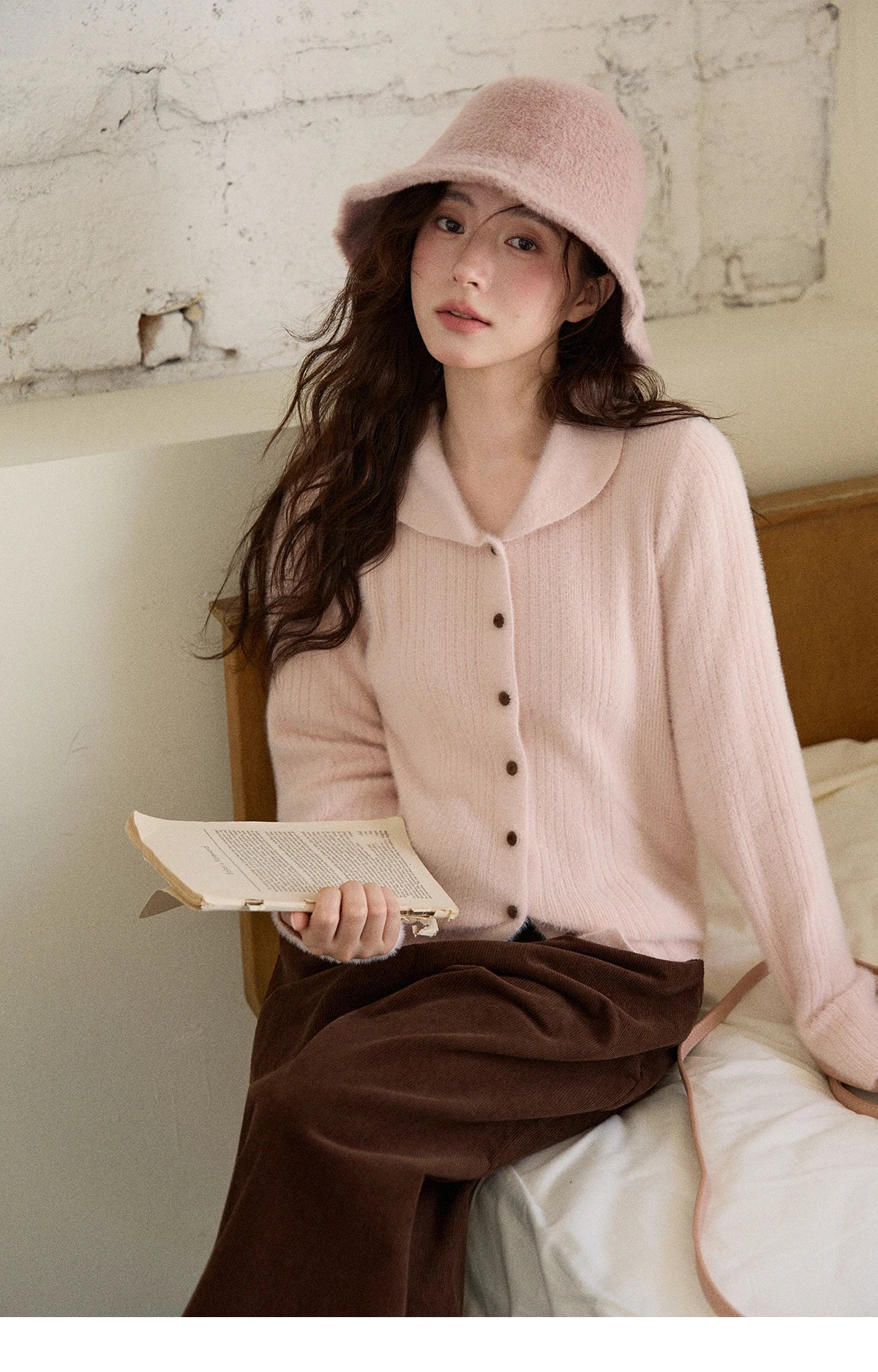 Mishow Yellow Imitation Mink Fur Turn-Down Cardigan MXE89Z2671