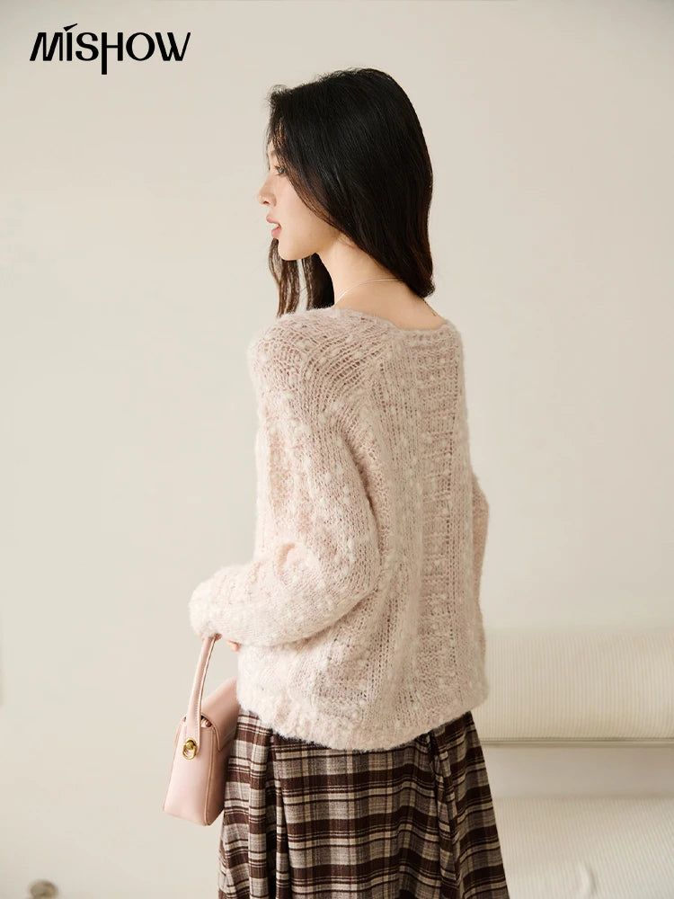 Mishow Scoop Neck Hollow Raglan Sleeve Sweater MXE46Z2565