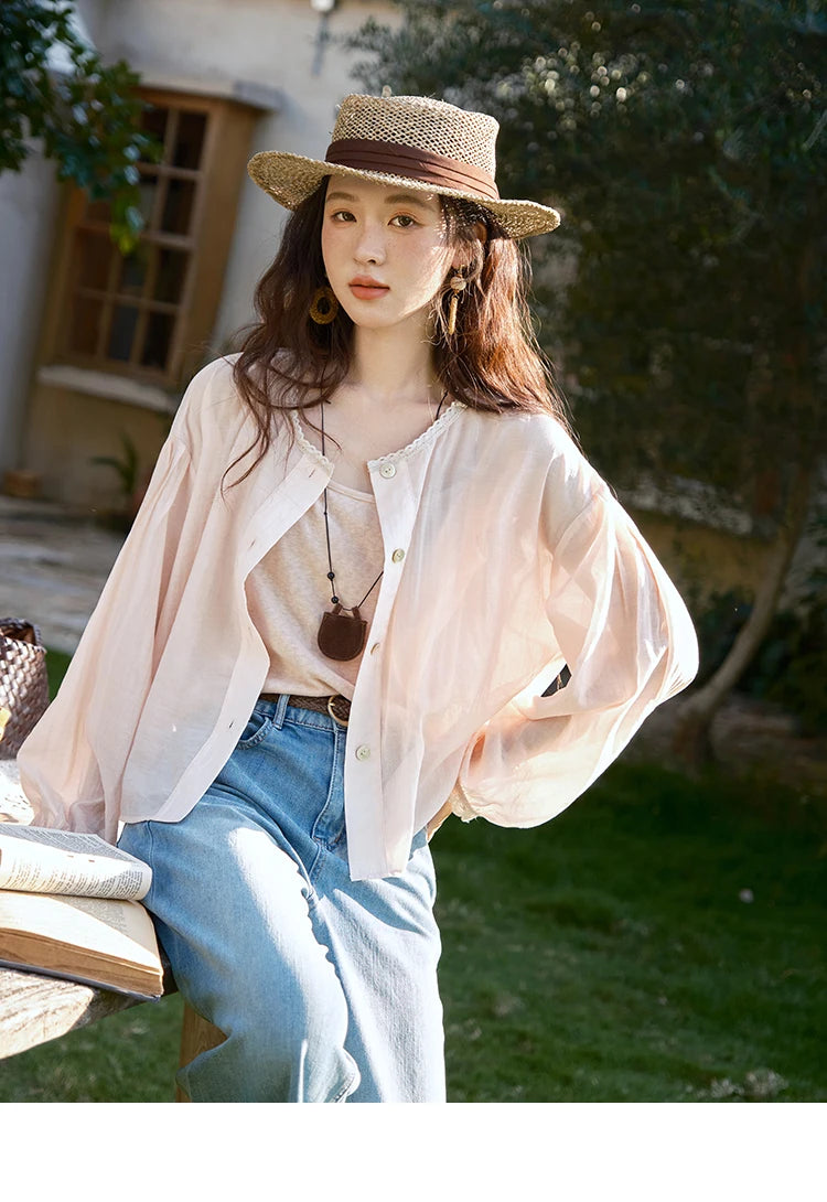 MISHOW Two Piece Shirt Set Tank Top Sunshade Button MXE39T0689