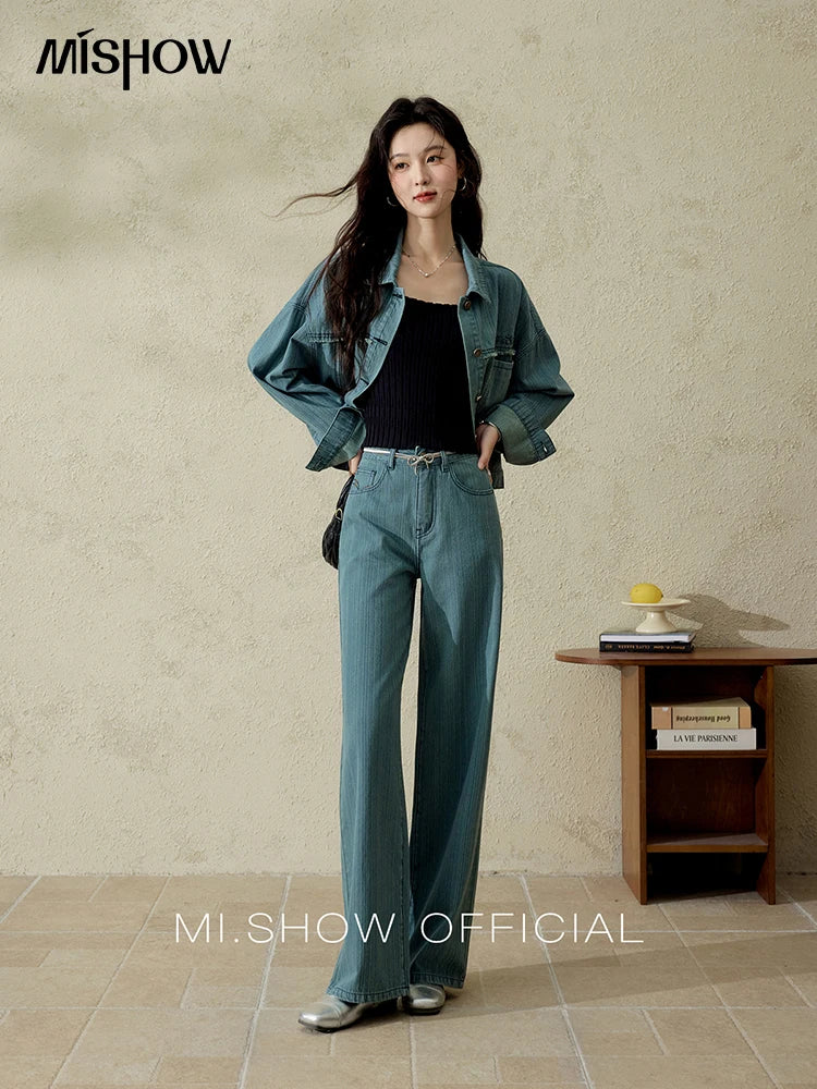 Mishow Embroidery Pockets Straight Leg Jeans MXE14K0870