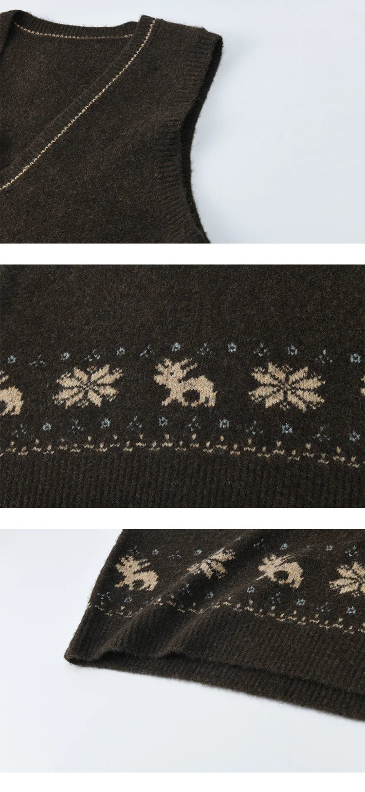 Mishow Retro Brown Jacquard V-Neck Sweater Vest MXE86Z2659