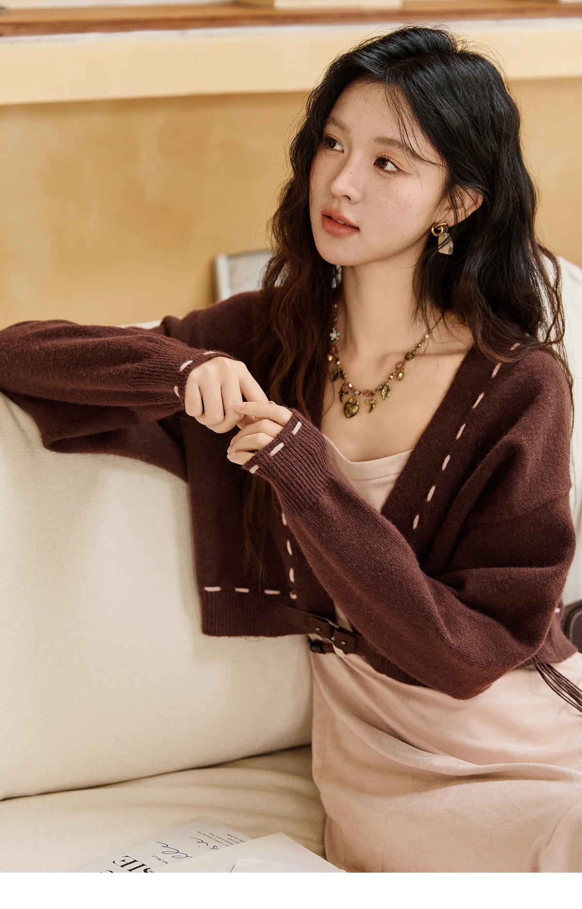 Mishow Frosted Velvet Cardigan & Camisole Dress Set MXE47T1382