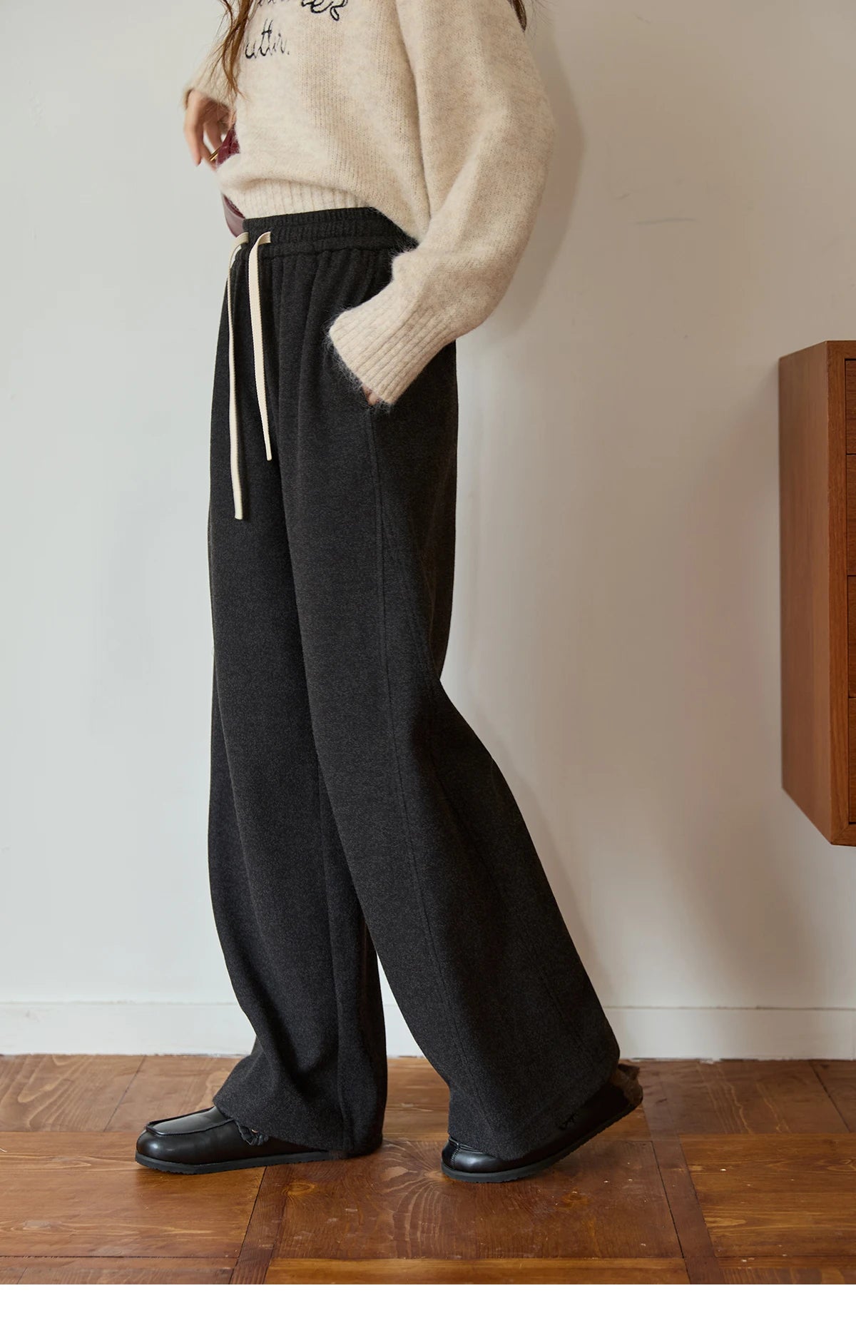 MISHOW Wide-Leg Pants High Waist Straight Lace-Up Loose MXE89K1100