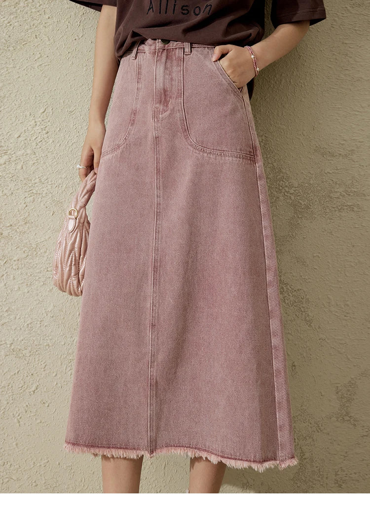 MISHOW High Waist Slim Denim Skirt Straight Pockets MXD44B0506