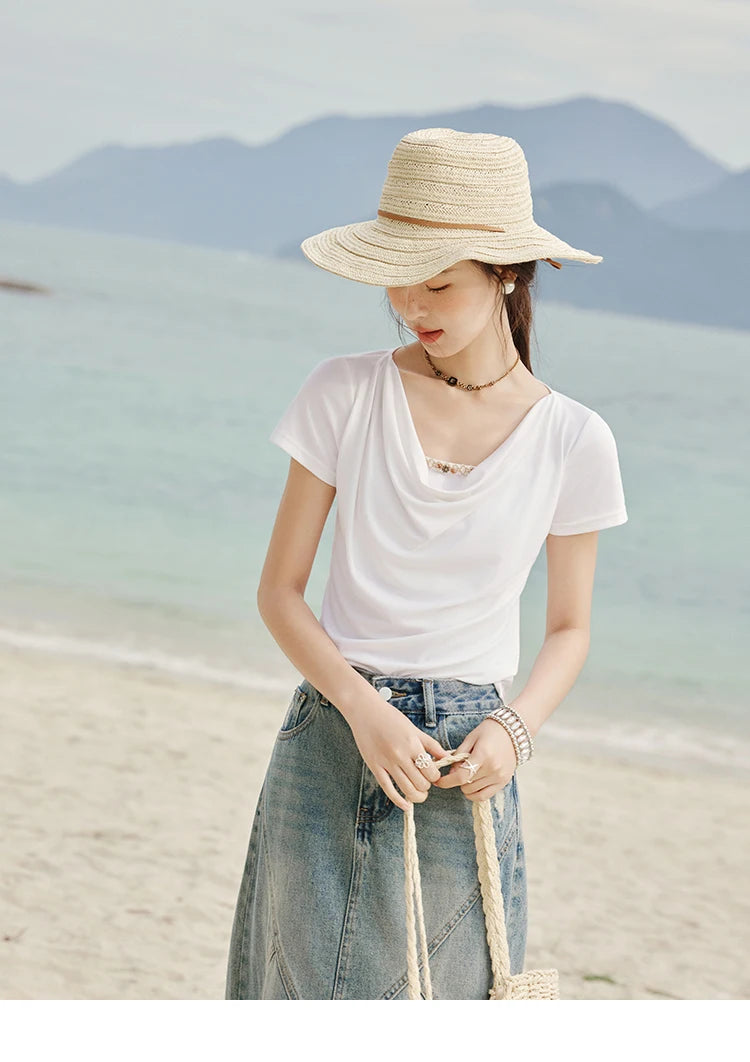 Mishow Swing Collar Shell Ribbon Tee MXE33T0524