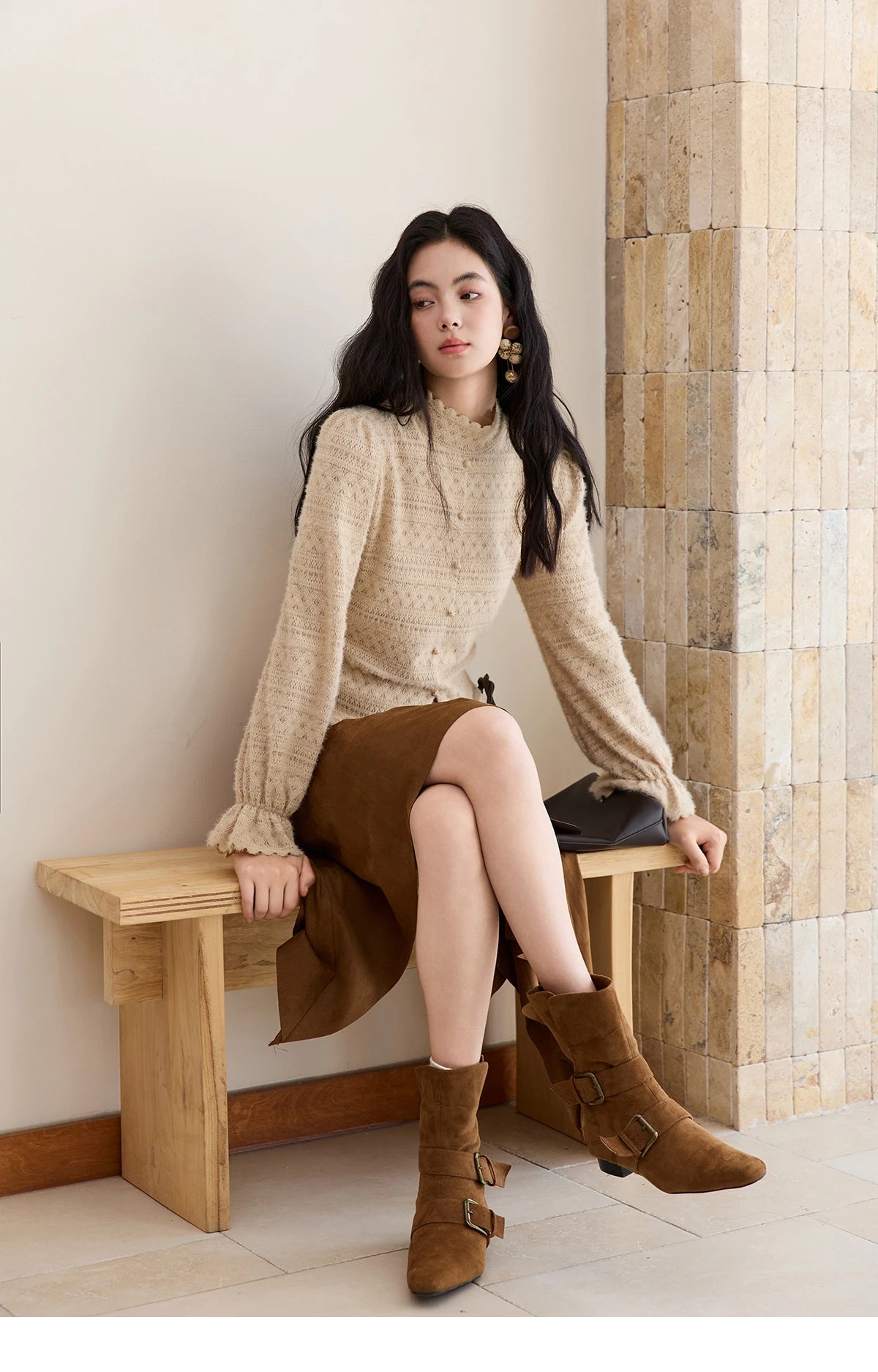 Mishow Elegant Half-High Collar Lace Shirt MXE48X2501