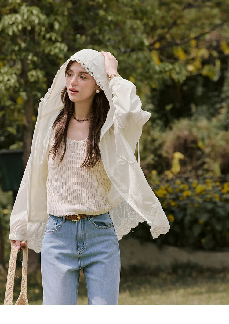 Mishow Hooded Lace Sunscreen Cardigan MXE33W0780