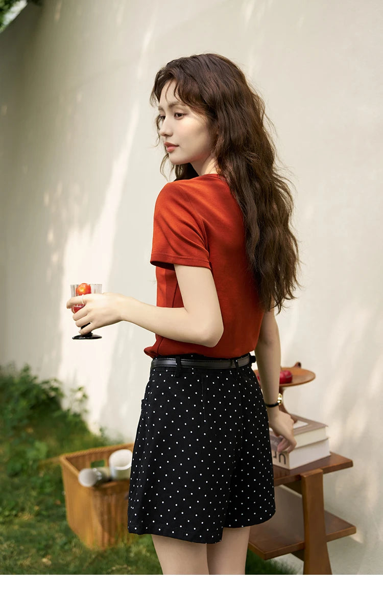 Mishow Solid Square Neck Cotton Tee MXC12T0641