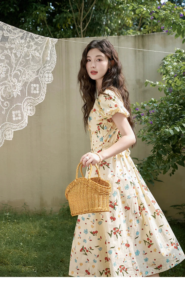 Mishow French 100% Cotton Floral V-Neck Dress MXD30L1868