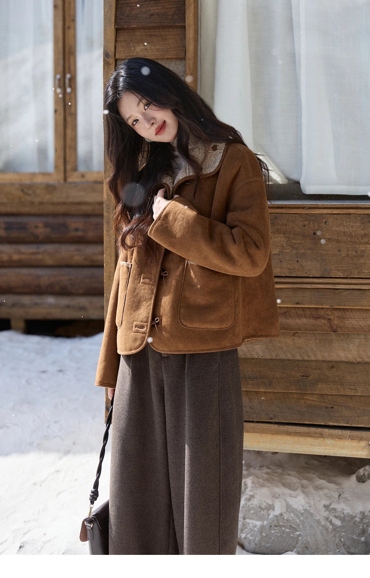 Mishow Brown Reversible Shearling Coat MXE93W1012