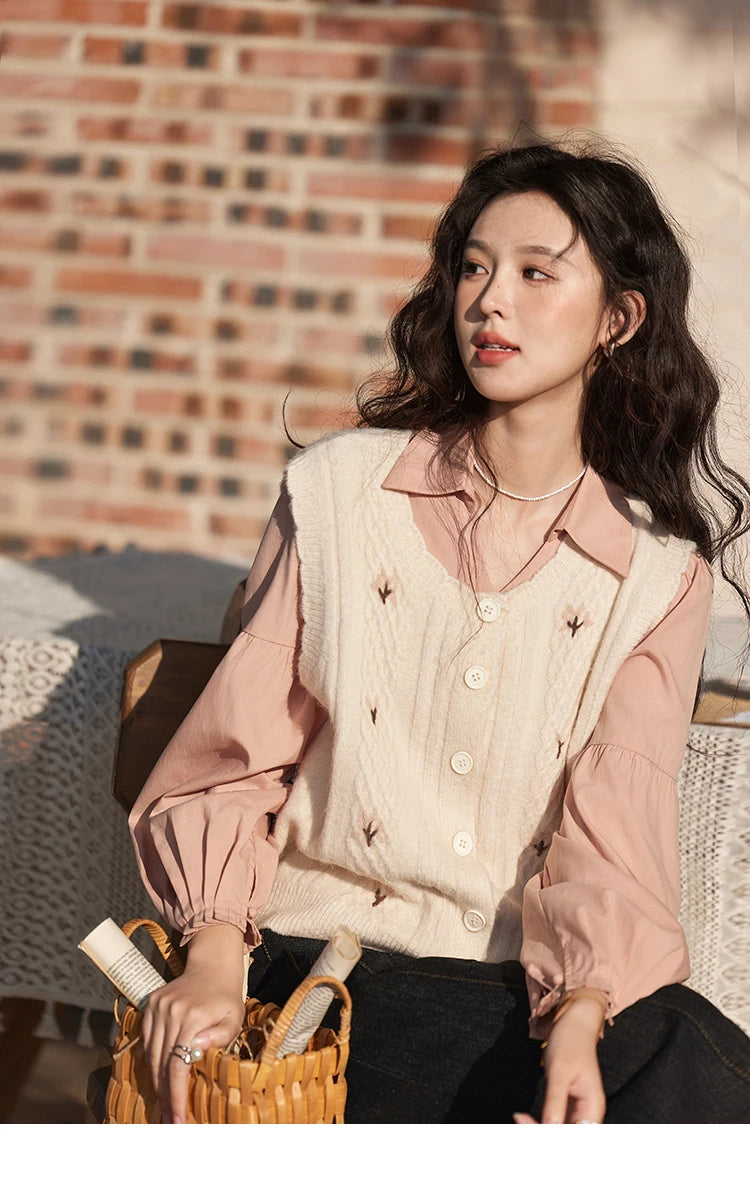 MISHOW French Polo Neck Long Sleeve Shirt Solid Casual MXE11C0388
