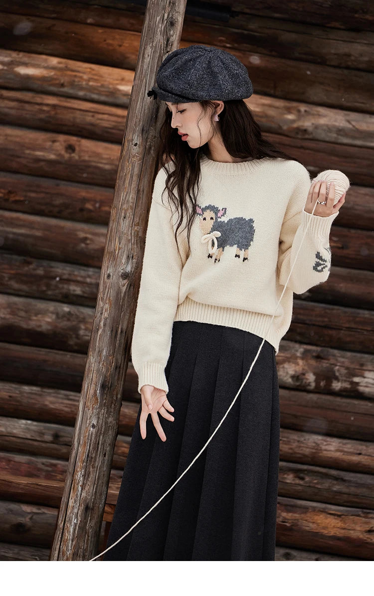 Mishow Soft Lamb Color Clash Spliced Pullover MXD59Z1140