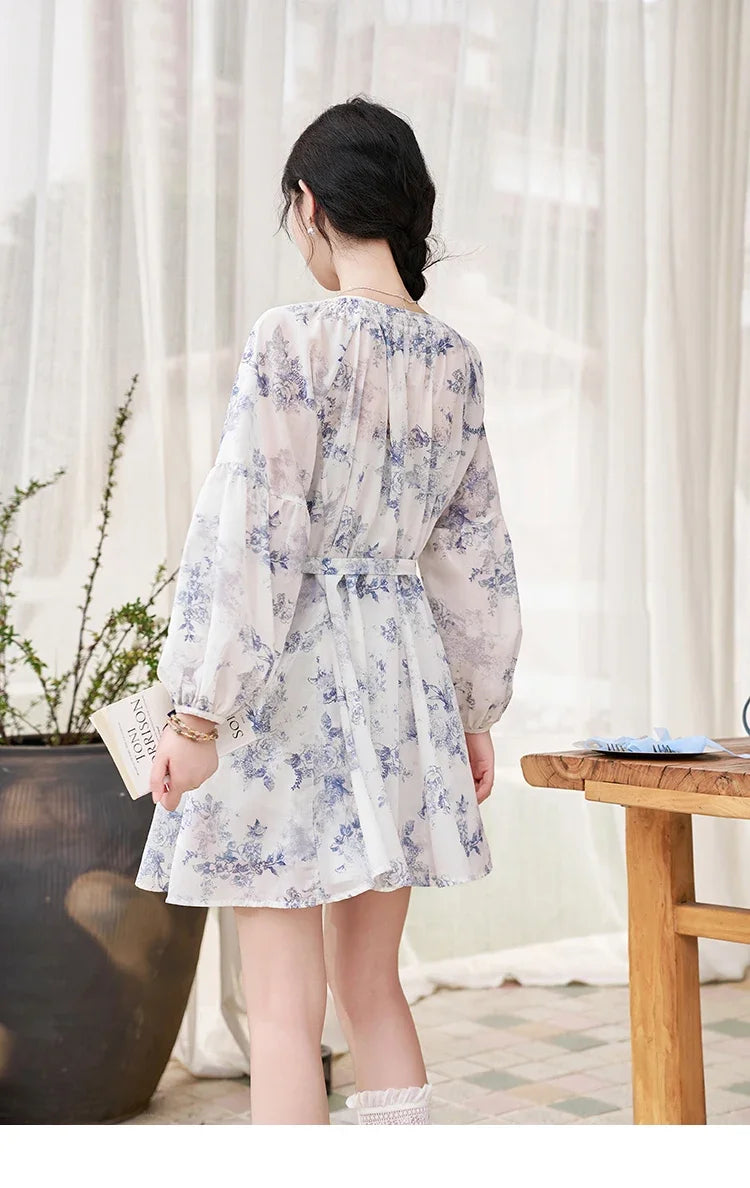 Mishow Fairy Floral Puff Sleeve Chiffon Dress MXD14L1681