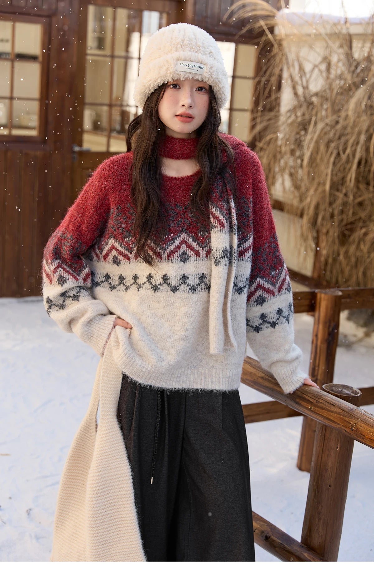 Mishow Christmas Fair Isle Sweater with Scarf MXE51Z2628