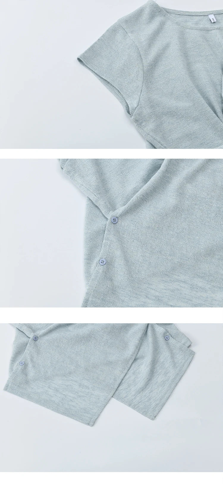 MISHOW Round Neck Knitted T-Shirt Irregular Design Button MXE39T0709