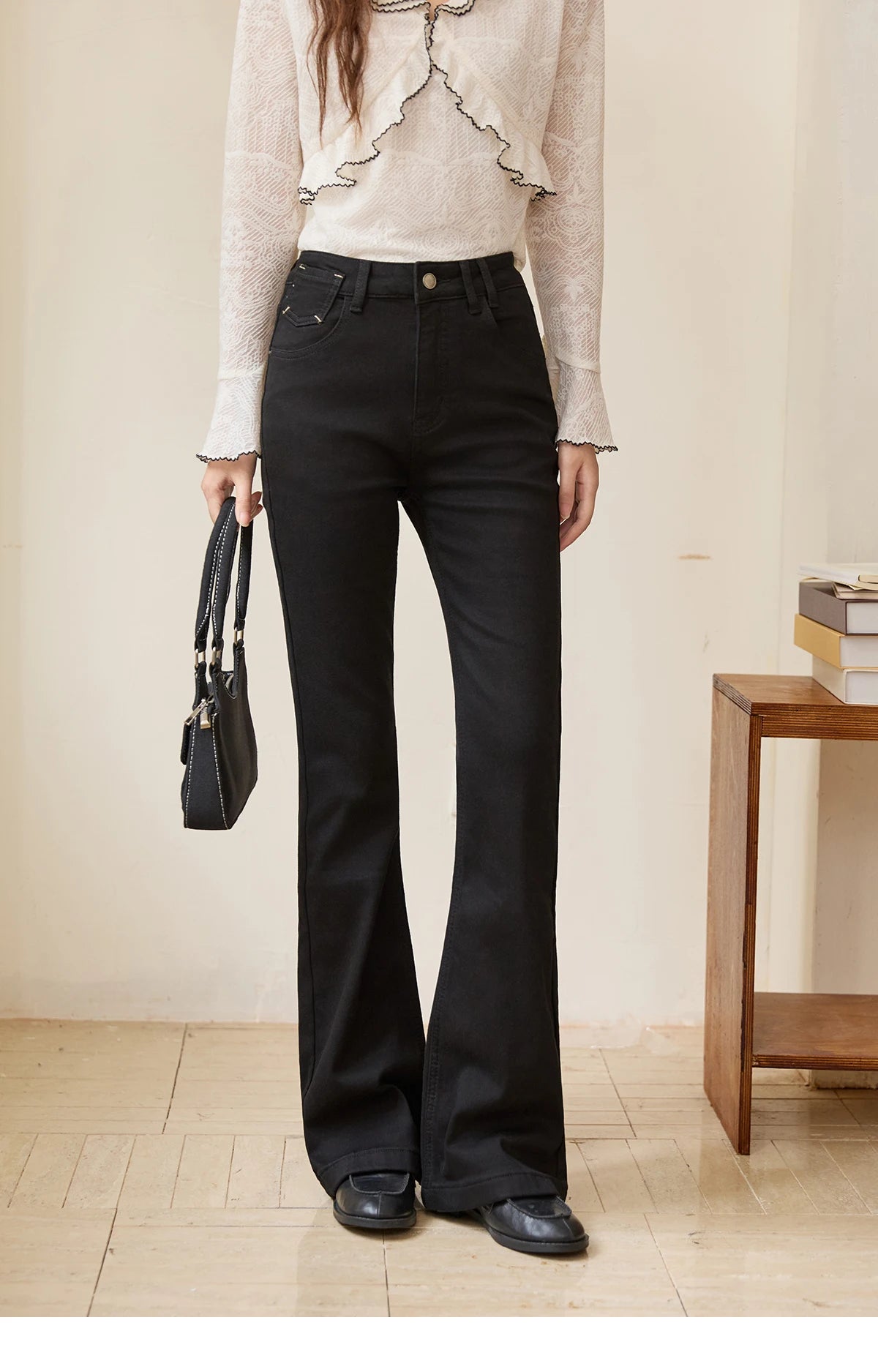 Mishow Vintage Black High Waist Flared Jeans MXE51K1098