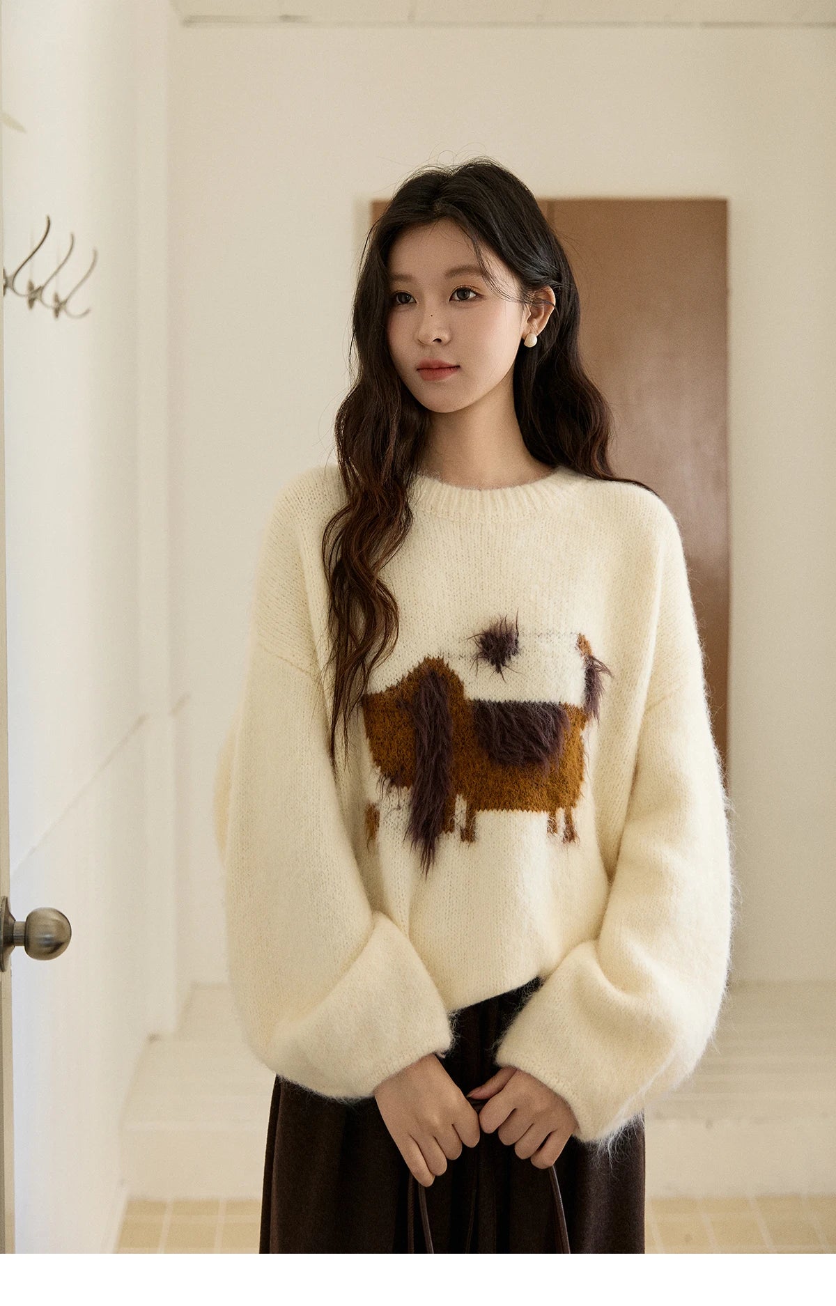Mishow Dog Pattern Jacquard Crew Neck Sweater MXE94Z2988
