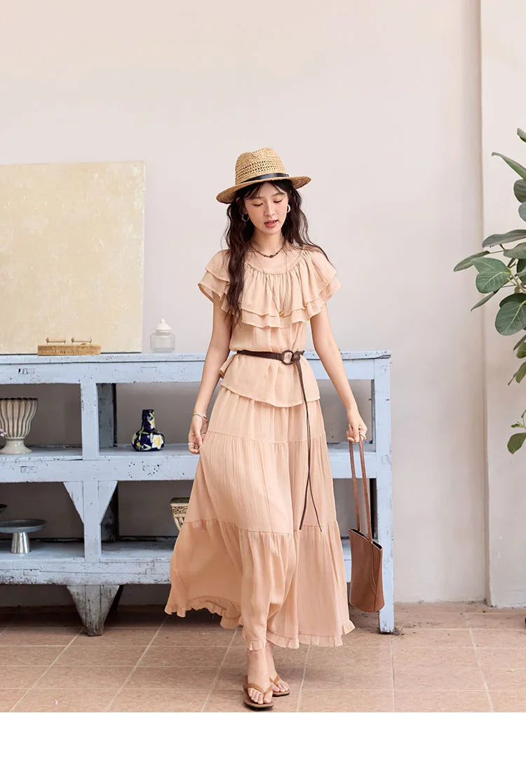 Mishow Lotus Leaf Edge Off Shoulder Top & Elastic Skirt Set MXE36T0637