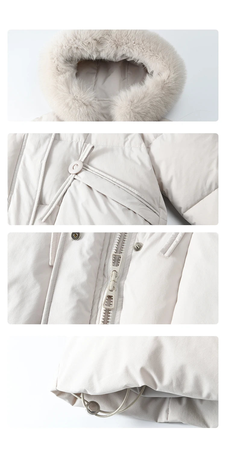 Mishow Long Hooded Fox Fur Collar Down Coat MXD56Y0054