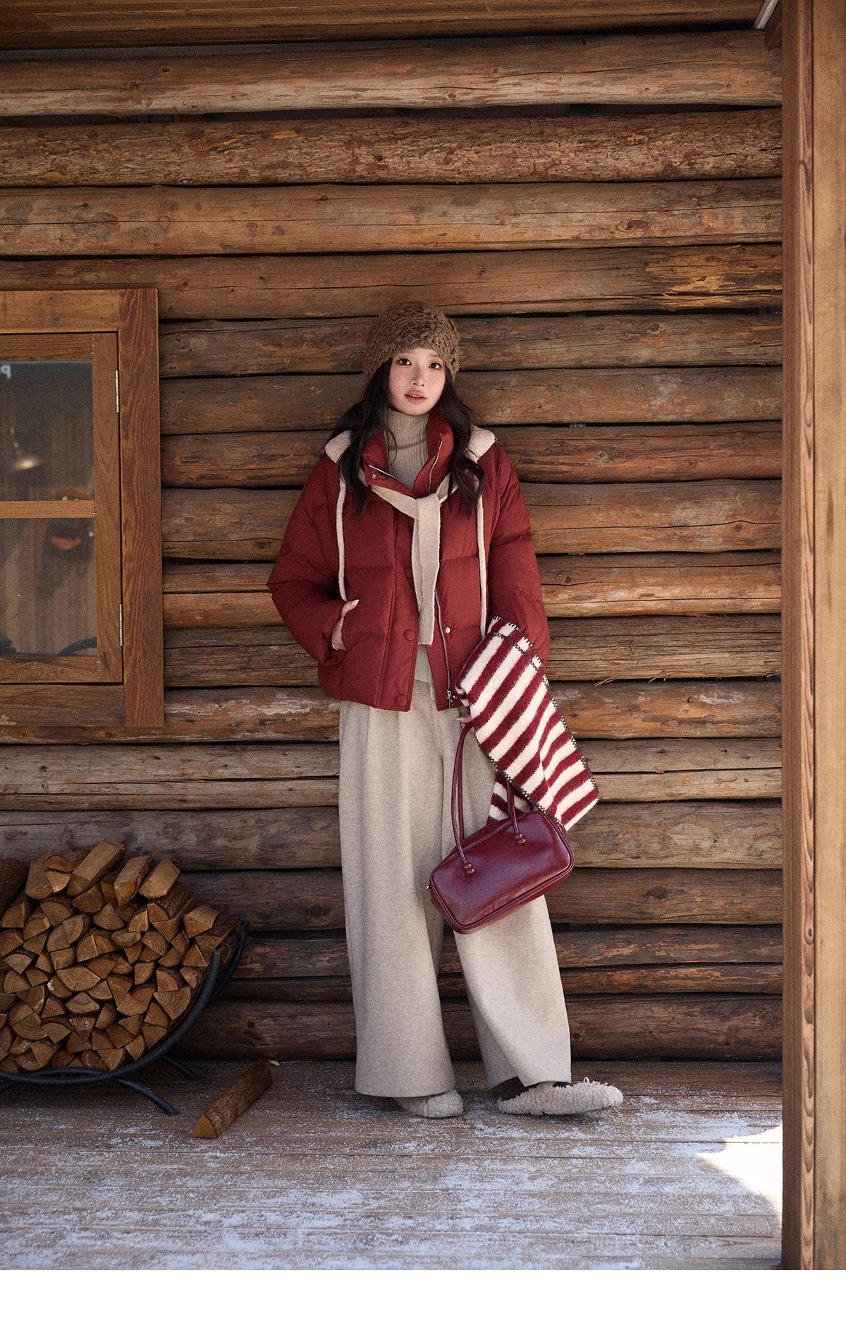 Mishow Christmas Jacquard Hat Down Jacket MXE90Y0086