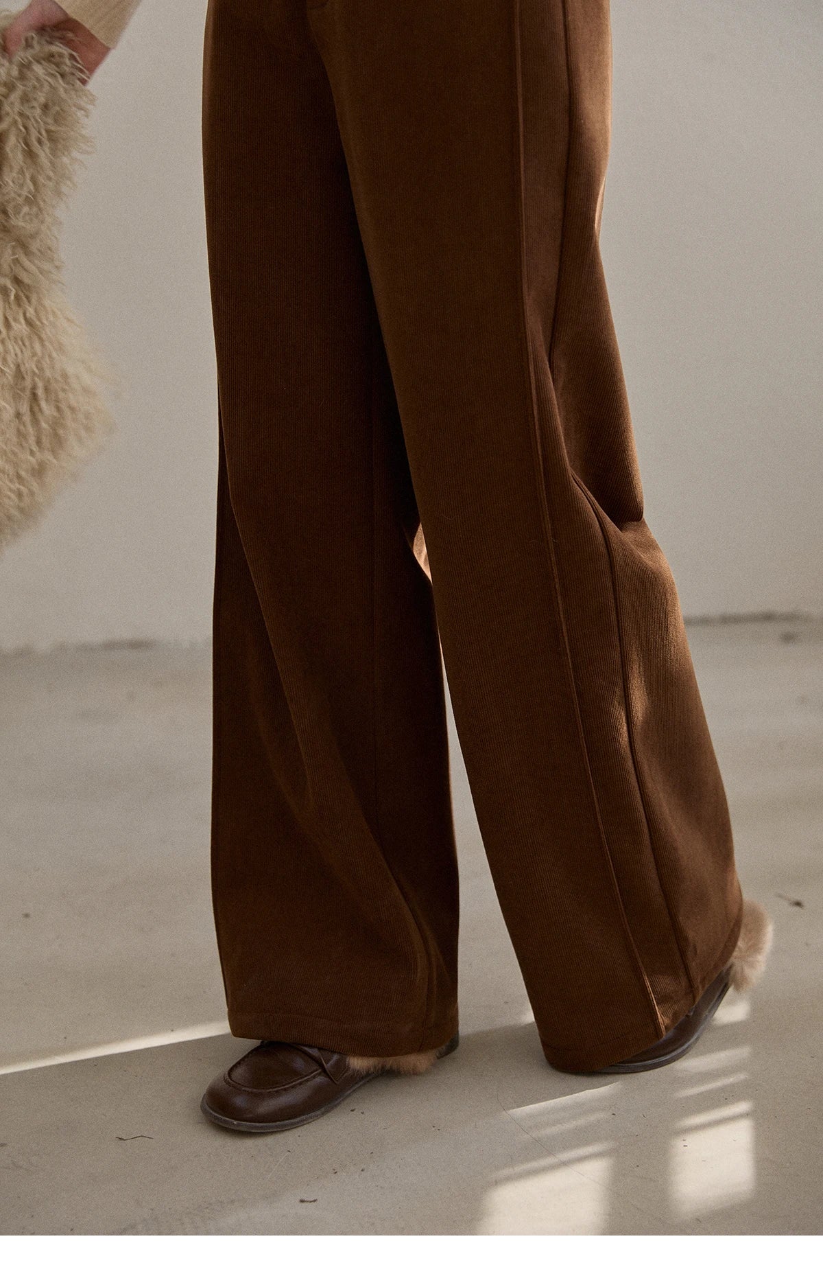 MISHOW Corduroy Straight Leg Pants Silver Fox Velvet Warm MXE91K1125