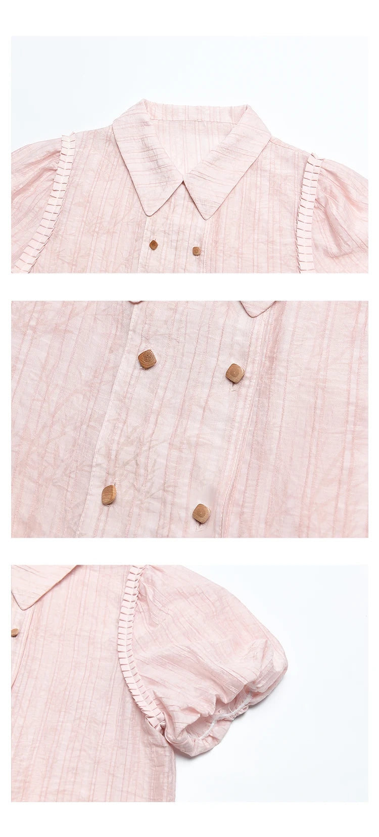 MISHOW Retro Pink Short Sleeve Shirt Ruffled Edge MXD29C0273