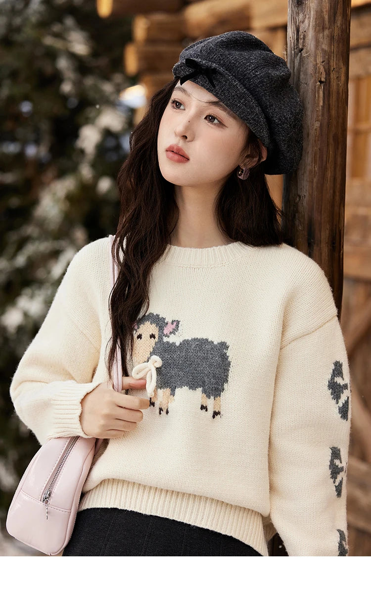 Mishow Soft Lamb Color Clash Spliced Pullover MXD59Z1140
