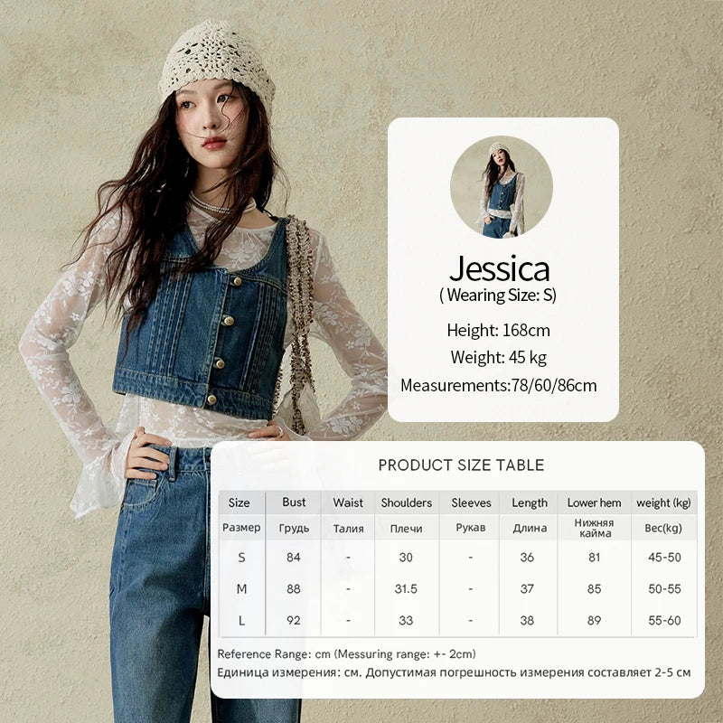 Mishow Retro Deep Blue Denim Vest Coat MXE16W0750