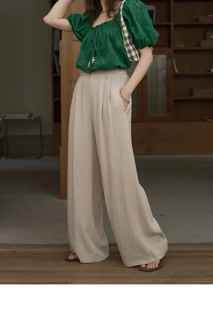 MISHOW Wide Leg Pants Button Pocket High Waist Slim MXE39K0962