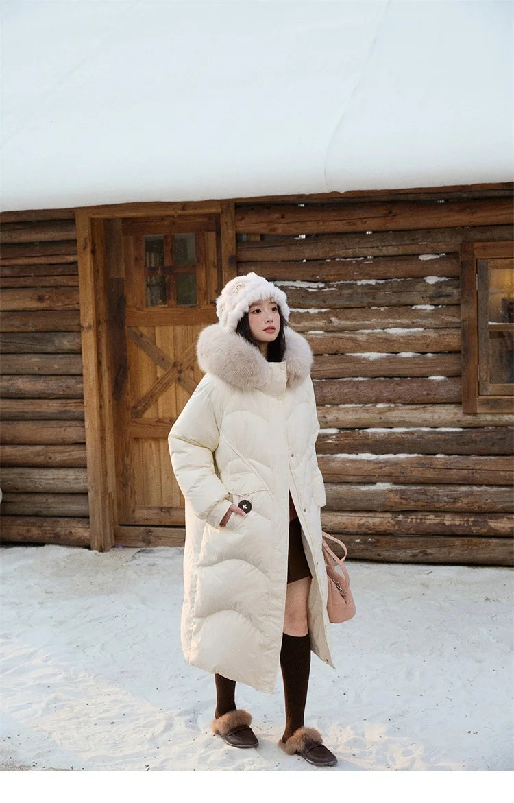 Mishow Fox Fur Collar 90% White Duck Down Jacket MXE51Y0082