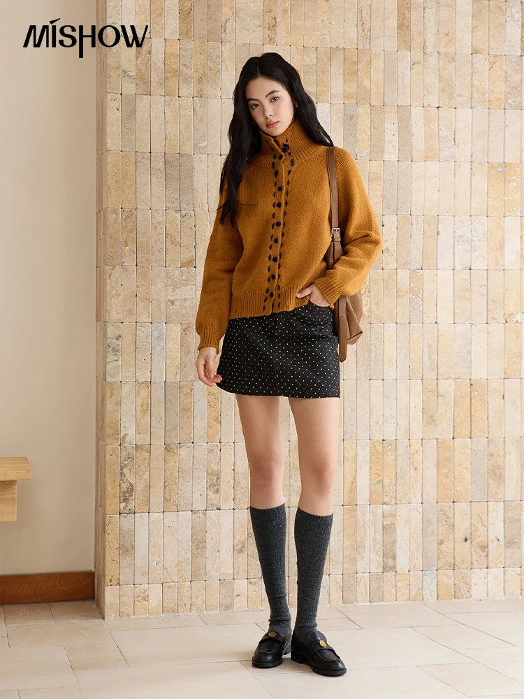 Mishow Retro Turtleneck Single-Breasted Cardigan MXE48Z2617